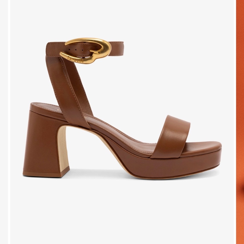 Larroude Dolly Verona Low Sandal In Caramel Leather